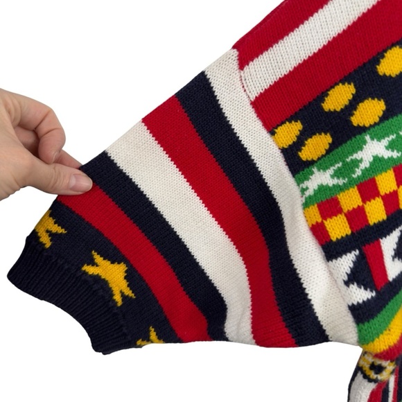 Carroll Reed Women's M Nautical Knit Cardigan Button Up Cotton Colorful 90's - Picture 11 of 16